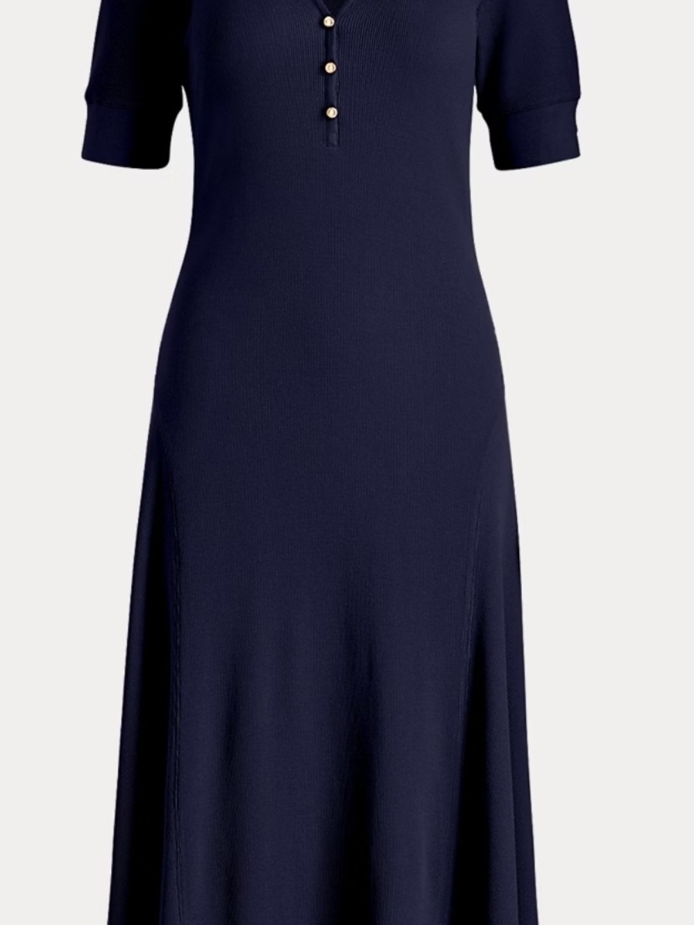 Ralph Lauren Navy Short-Sleeve Henley Midi Dress